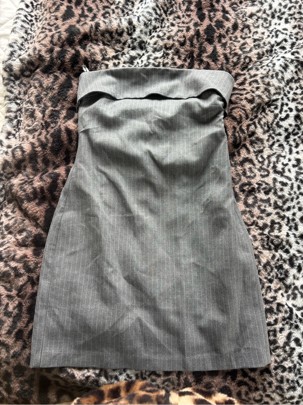 Zara Strapless Gray Pinstripe Sheath Dress